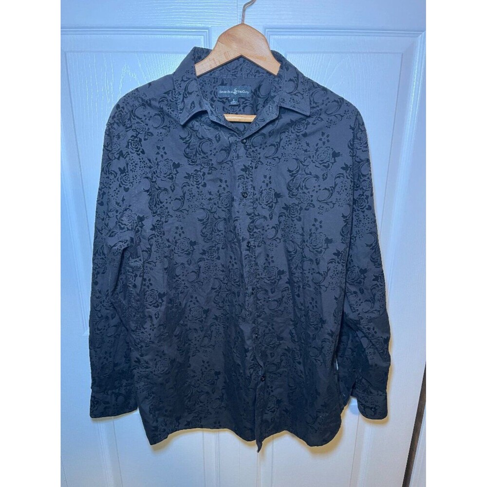 Beverly Hills Polo Club Men’s Black Floral Button Up Shirt L